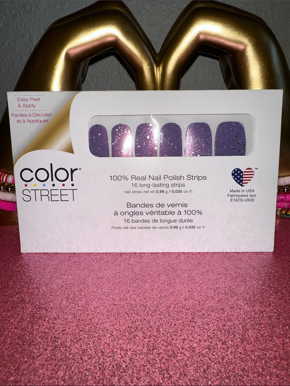 Color Street Sparkling Lavender Nail Polish Strips - Glitter Finish